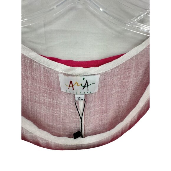 Aria Women's Sleeveless Layered‎ Tank Top XL Pink & White Cotton Blend - Picture 2 of 11